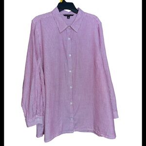 Zach & Rachel pink white striped button front size 3X